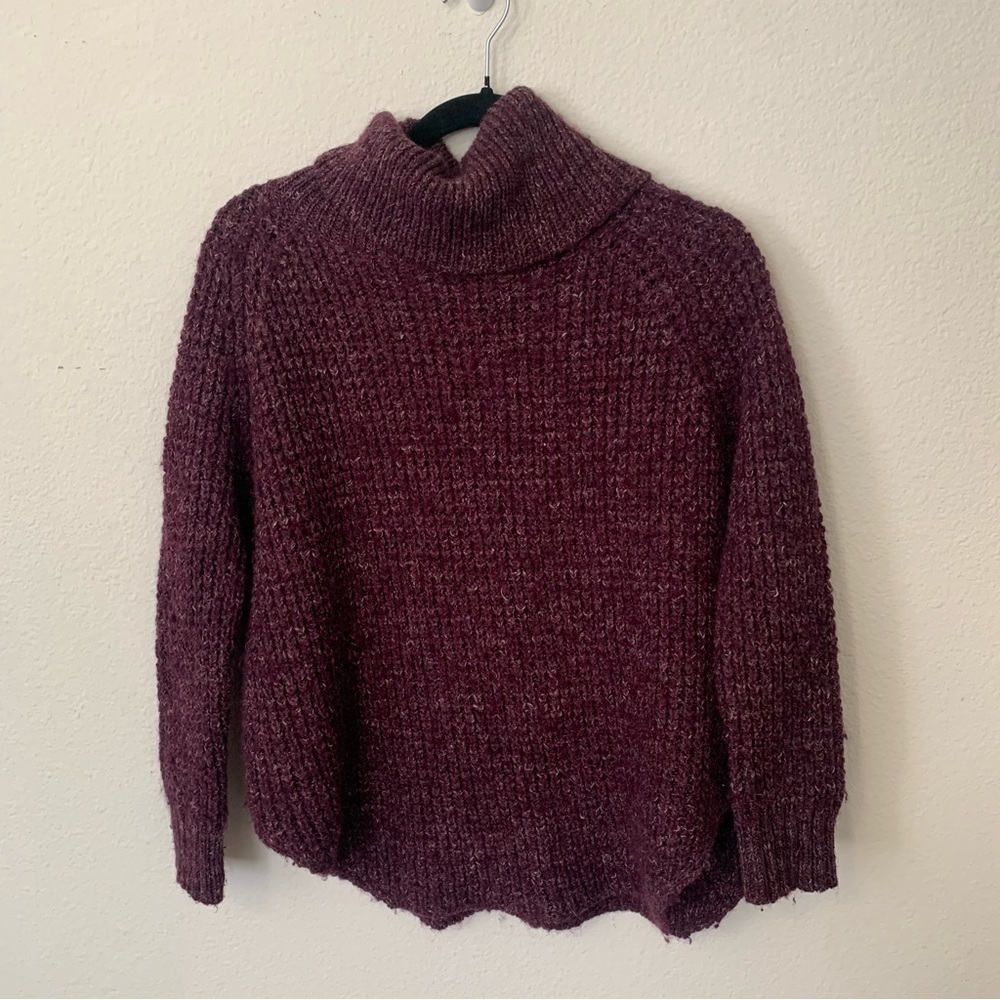 Free People Purple Cowl Neck Knit Sweater Size Extra Small